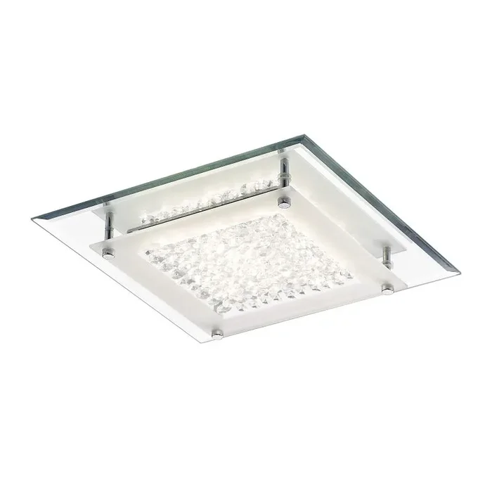 Gina Flush Ceiling, 280mm Square, 12W 960lm LED 4000K Polished Chrome/Crystal