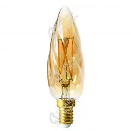Girard Sudron LED 4W SES/E14 35mm Twisted Amber Candle Extra Warm White 2500K Dimmable