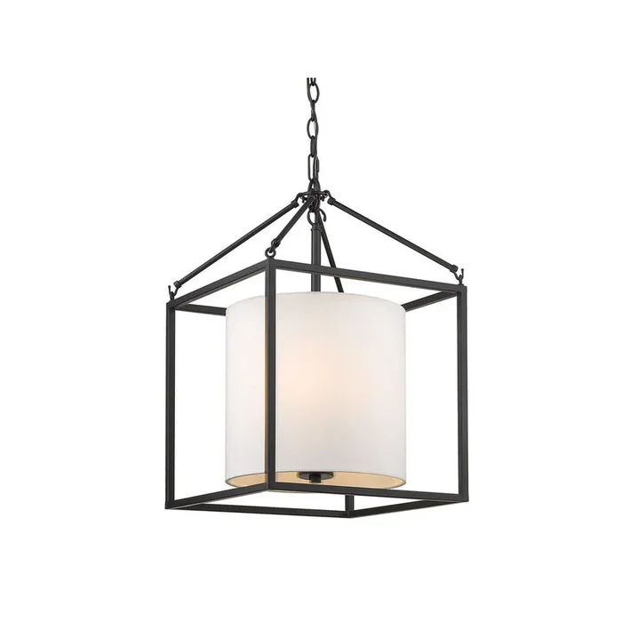 Golden Lighting 2243-3P BLK-MWS Manhattan 3 Light Pendant in Matte Black with Modern White Shade