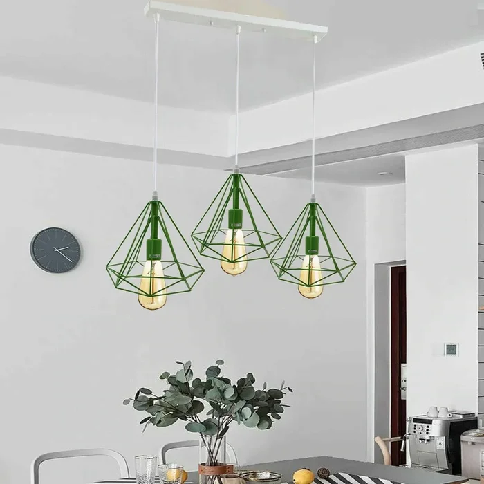 Green 3 Light Cage Ceiling Light ~1804
