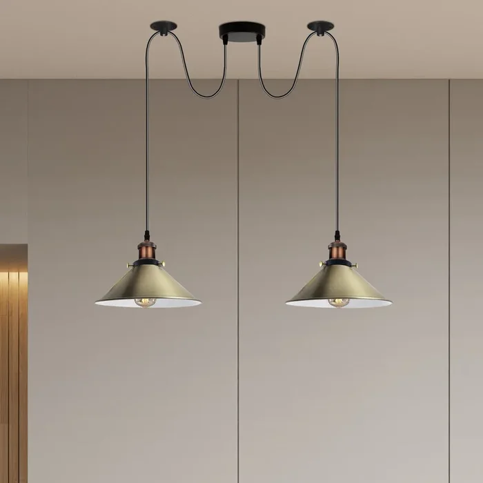 Green Brass 2 Way Retro Industrial Ceiling E27 Hanging Lamp Pendant Light~3504