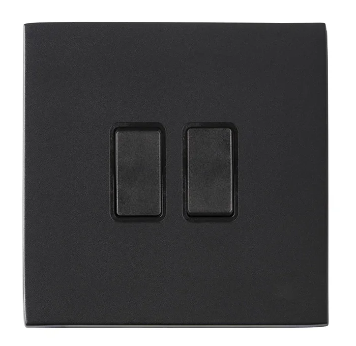 Hamilton Hartland G2 Matt Black 2g 10AX 2 Way Plate Switch Rkr BL/BL 7G2MBR22BL-B