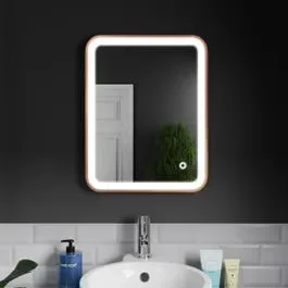 Harper & Harlow 390×500 Vela Brushed Copper LED Illuminated Bathroom Mirror | Demister | Rotatable | CCT