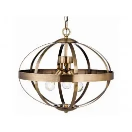 Healey 3 Light Cage Ceiling Pendant Antique Brass, E14