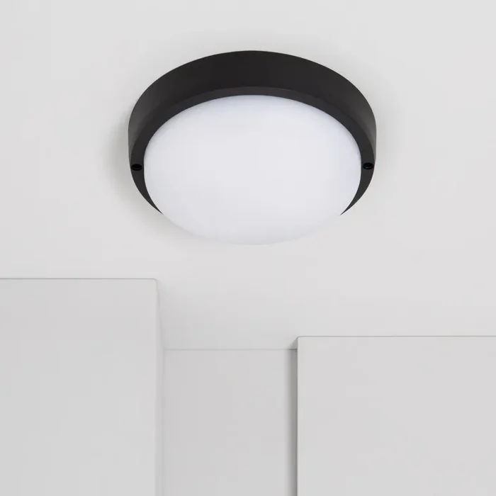 Hublot Round 25W Daylight LED Outdoor Flush Ceiling Light – Black