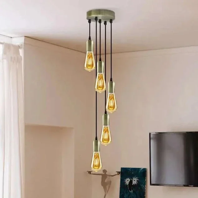 Industrial Ceiling 5 light Pendant Light Fitting for staircase~ 5130