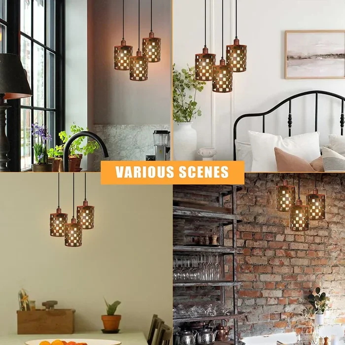 Industrial Vintage Retro light 3 way cage pendant Round ceiling e27 base~3942