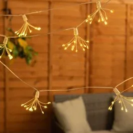 IP44 Set of 10 LED Firework Solar String Lights