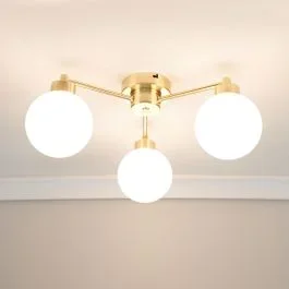 Jonah 3 Arm Flush Ceiling Light in Brushed Gold