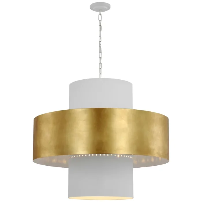 Julie Neill Chalmette 38″ Layered Pendant in Plaster White and Gild Ceiling Light W37.75″ x H31.5″JN 5333PW/G