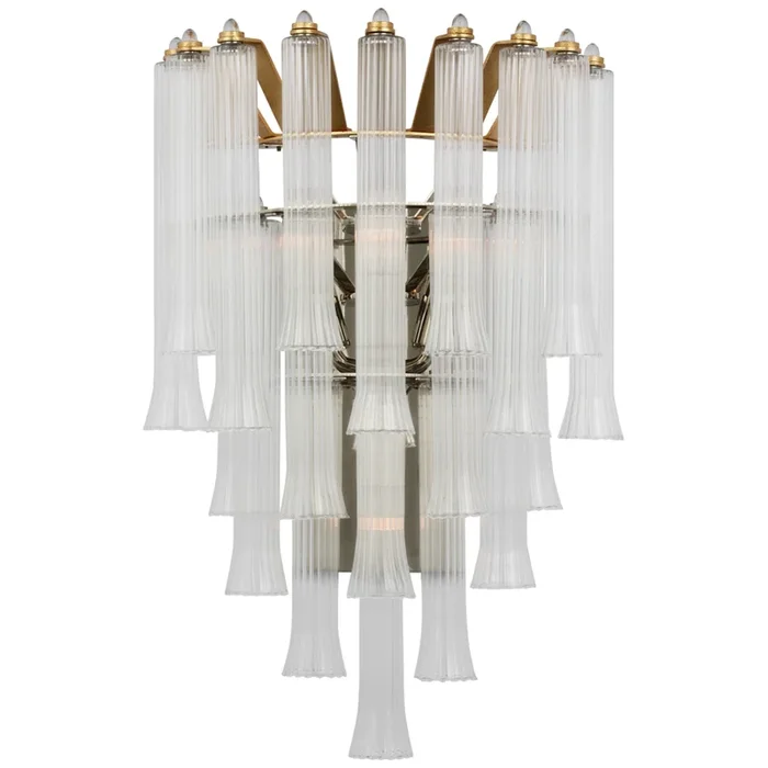 Julie Neill Lorelei Large Waterfall Sconce in Gild with Clear Glass Wall Light W14.75″ x H22″JN 2250G-CG