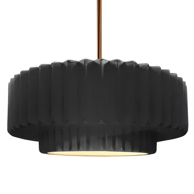 Justice Designs Radiance One Light Pendant in Gloss Black w/ Matte White – CER-6555-BKMT-BRSS-RIGID