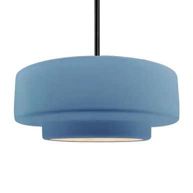 Justice Designs Radiance One Light Pendant in Sky Blue – CER-6545-SKBL-MBLK-RIGID