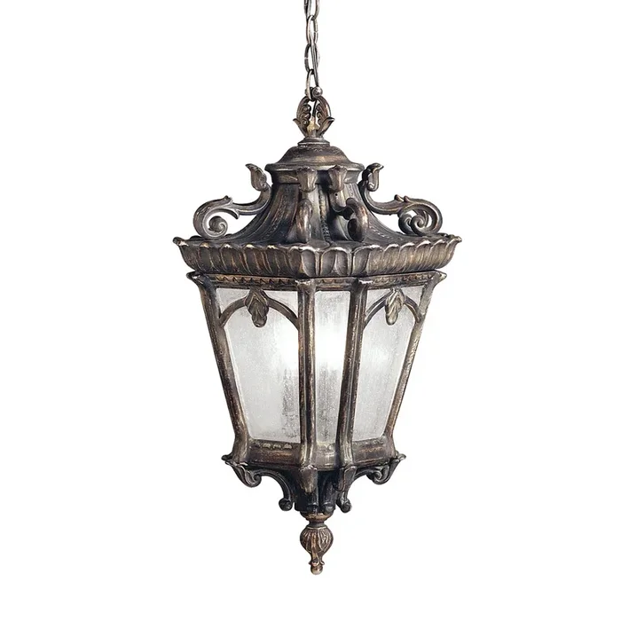 Kichler Outdoor Hanging from the Tournai range. Tournai 1 Light Medium Chain Lantern Product Code = KL-TOURNAI8-M