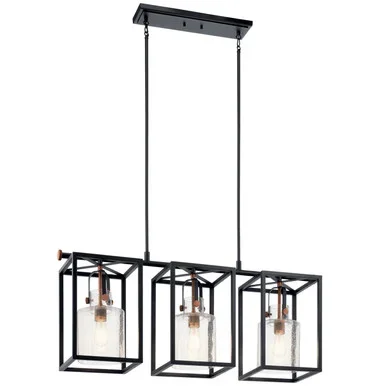 Kitner Three Light Linear Chandelier (52033BK)