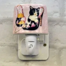 Kitten with Shoe Ceramic Plug-in Night Light