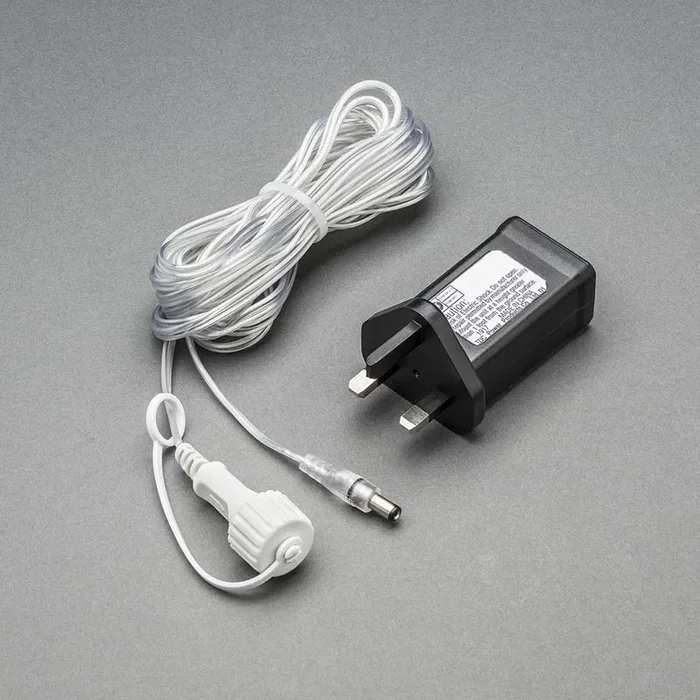 Konstsmide Connectable String Lights 5M Start Cable with Plug – Clear Cable