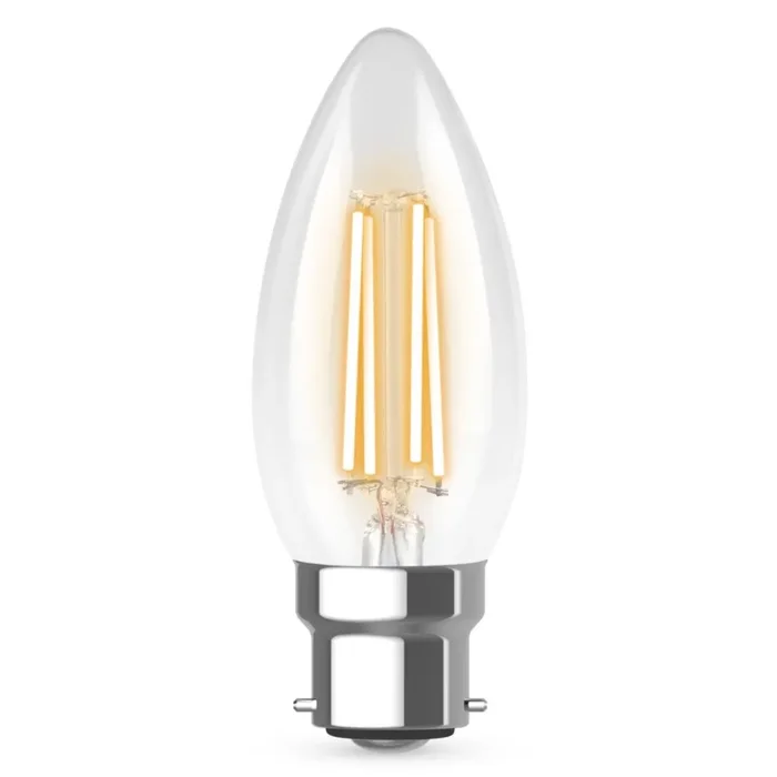 Kosnic LED Candle 4.2W 470lm B22d Clear Cool White Dimming