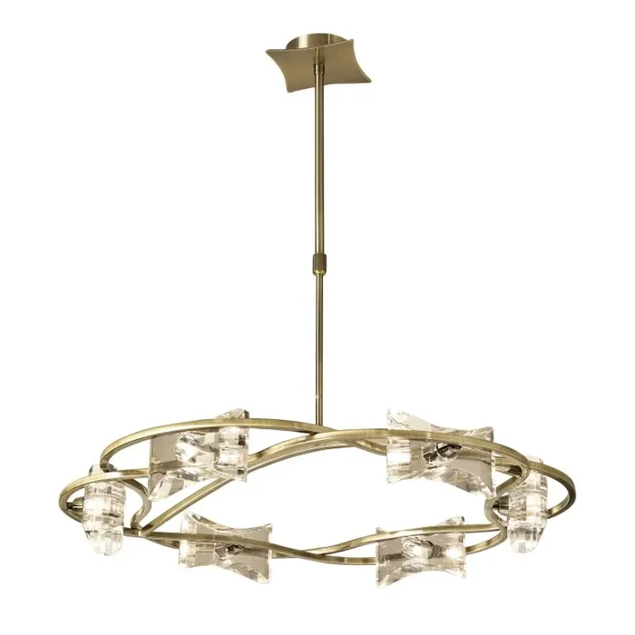 Kromo 68cm Telescopic 6 Light G9 Round, Antique Brass