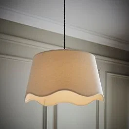 Large Natural Linen Scalloped Shade