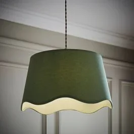 Large Sage Green Linen Scalloped Shade