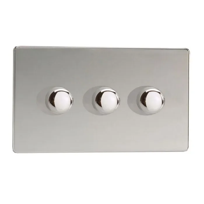 LED Compatible Dimmer 3 x 300W – Polished Chrome