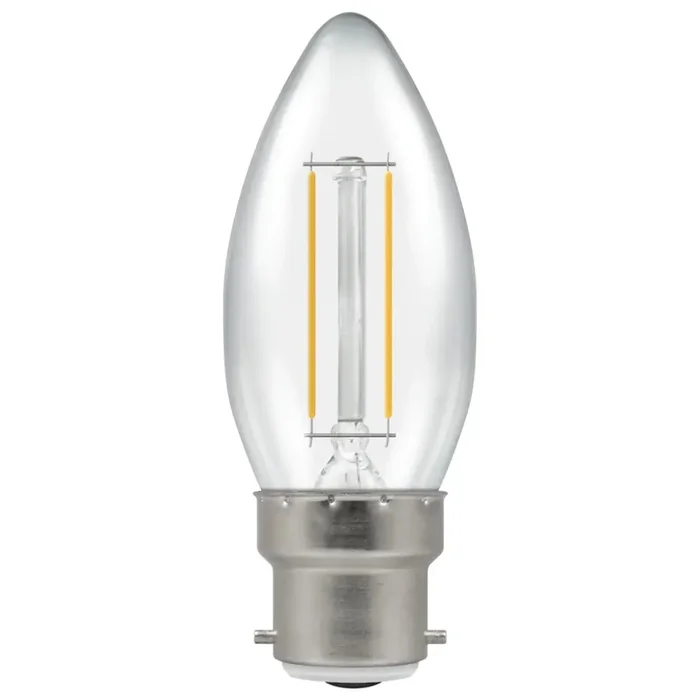LED Filament Candle 2.5W (25W eqv.) B22d Clear 2700K Dimmable Crompton