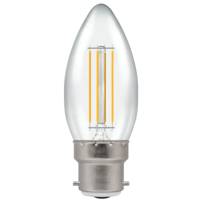 LED Filament Candle 6.5W (60W eq.) ES 2700K Clear Dimmable Crompton