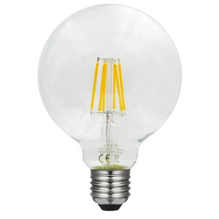 LED Filament Round 95mm E27 4W 390lm Ultra Warm White Clear Laes