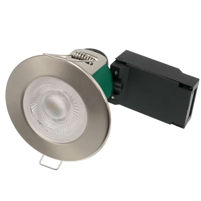 LED Fixed Fire Rated Downlight 5W 3000K IP65 60Deg Satin Nickel