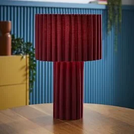 Lenny Cherry Ribbed Fabric Table Lamp