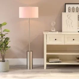 Lexy Chrome Dimmable Floor Lamp with Blush Shade