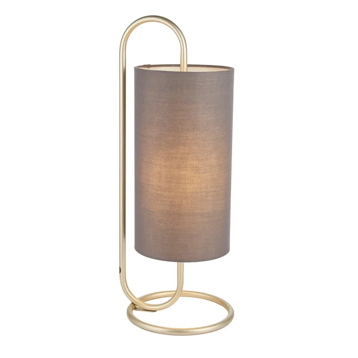 Lightologist Antique brass paint & grey fabric Complete Table Light