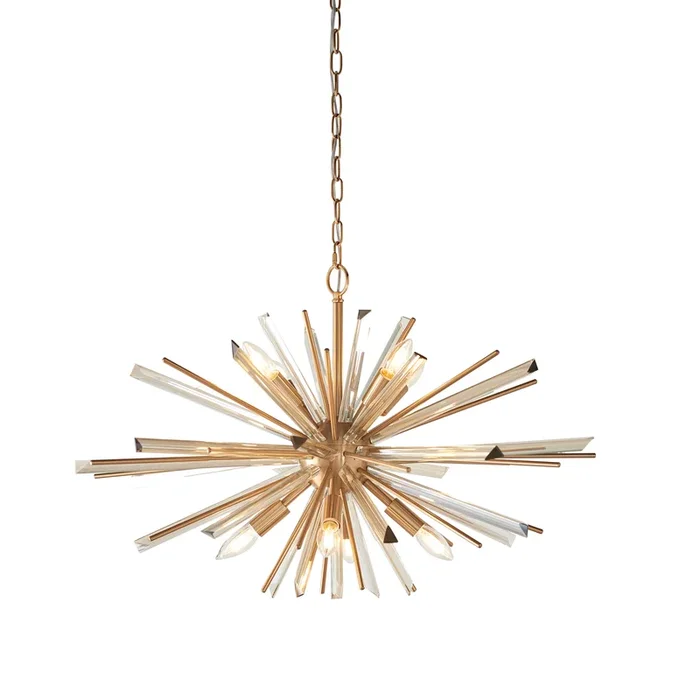 Lightologist Antique brass plate with champagne glass Multi arm lamp Pendant Light