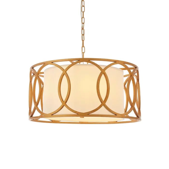 Lightologist Brushed gold paint & white fabric Multi arm lamp Pendant Light