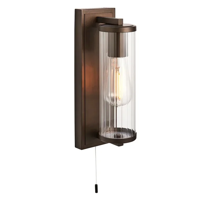 Lightologist Dark bronze paint & clear ribbed glass Glass Wall Light