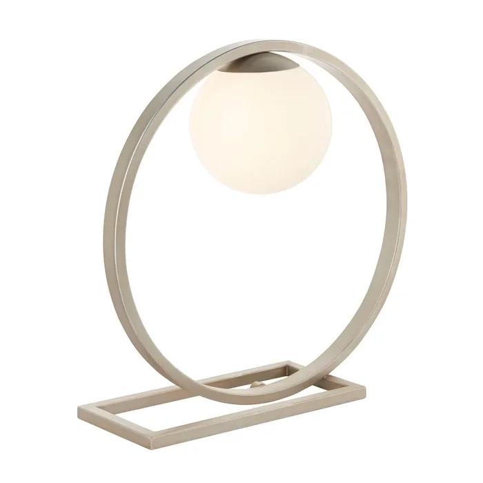 Lightologist Enzo Brushed silver finish & gloss opal glass Complete Table Light