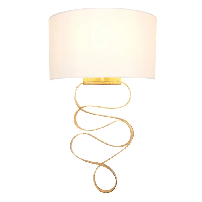 Lightologist Gold leaf & ivory cotton fabric Shade Wall Light
