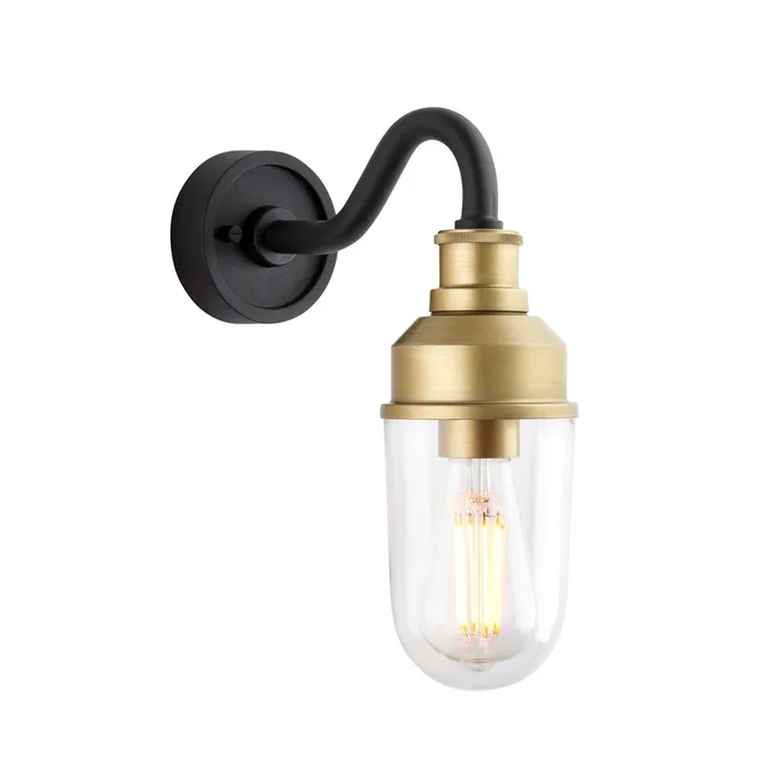 Lightologist Matt black & brushed gold finish with clear glass Non automatic Wall Light