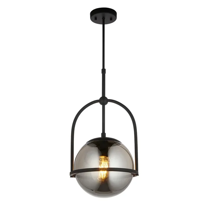 Lightologist Matt black & smoked mirror glass Single Pendant Light