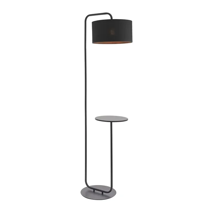 Lightologist Satin black paint & black fabric Base & shade Floor Light
