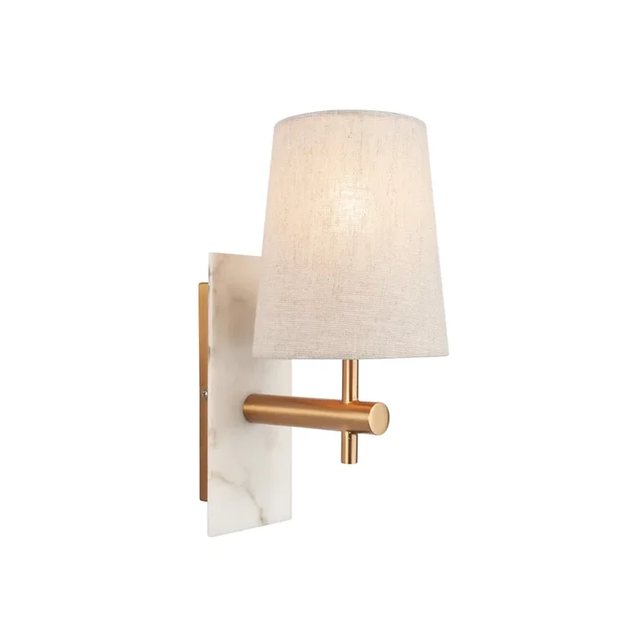 Lightologist Vintage brass and white marble wall light with tapered shade WIN13114200