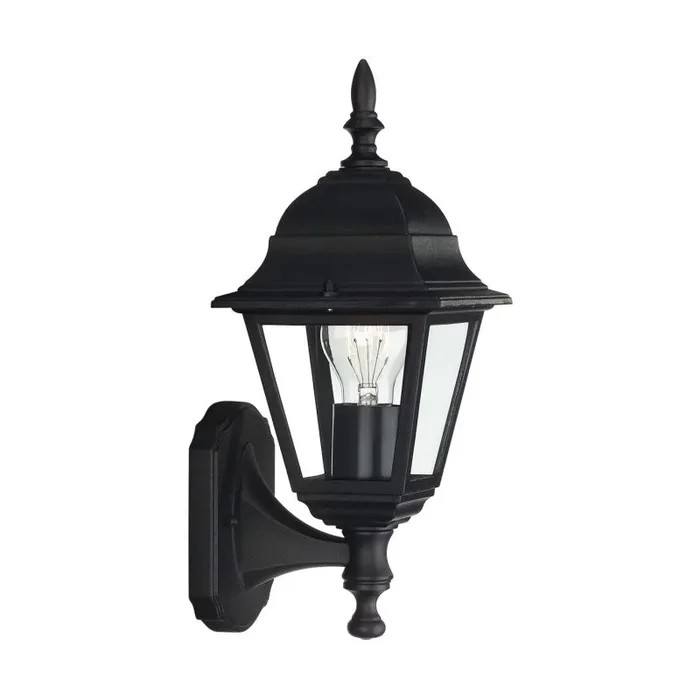 Lima Wall Lamp 1 Light E27 IP44 Exterior Black Aluminium/Glass