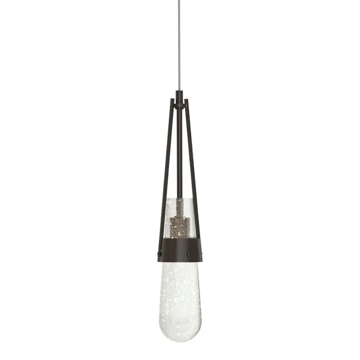 Link Blown Glass Low Voltage Mini Pendant 1-Light Clear Bubble Glass (YG) in Oil Rubbed Bronze161042-SKT-STND-14-YG0434