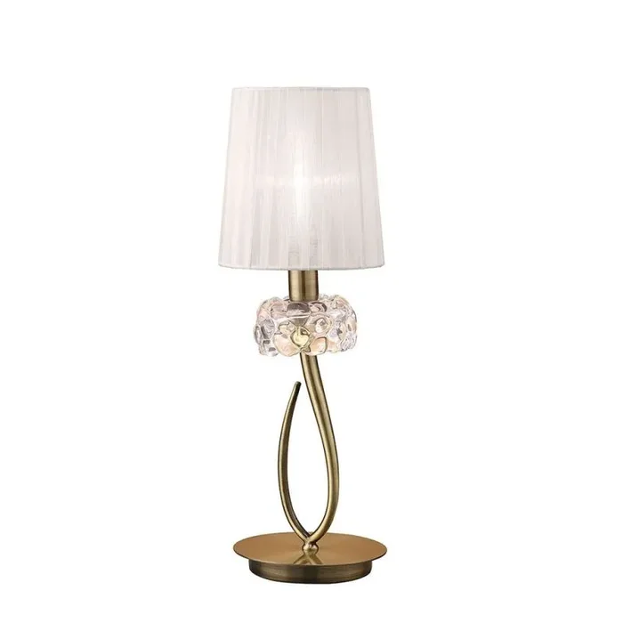 Loewe Table Lamp 1 Light E14 Small, Antique Brass With White Shade (4737)