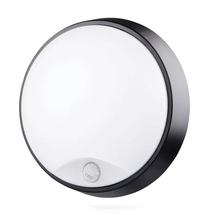 Luceco Eco 10W Cool White LED Round Flush Light with PIR Sensor – Black/White