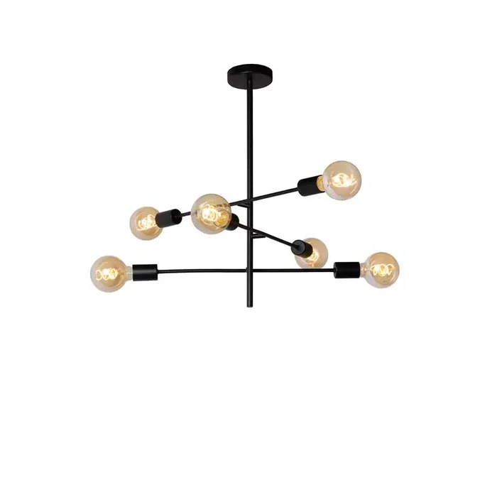 Lucide Lester 6 Arm Ceiling Pendant Light – Black