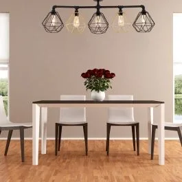 Luiggi Black Industrial 5-Way Bar Ceiling Light with Cage Shades