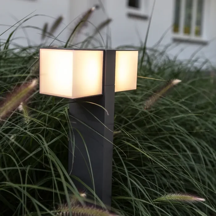Lutec Cuba 2 Light Adjustable LED Outdoor Bollard Light – Dark Grey