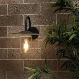 Lynton IP44 Swan Neck Outdoor Wall Lantern in Black